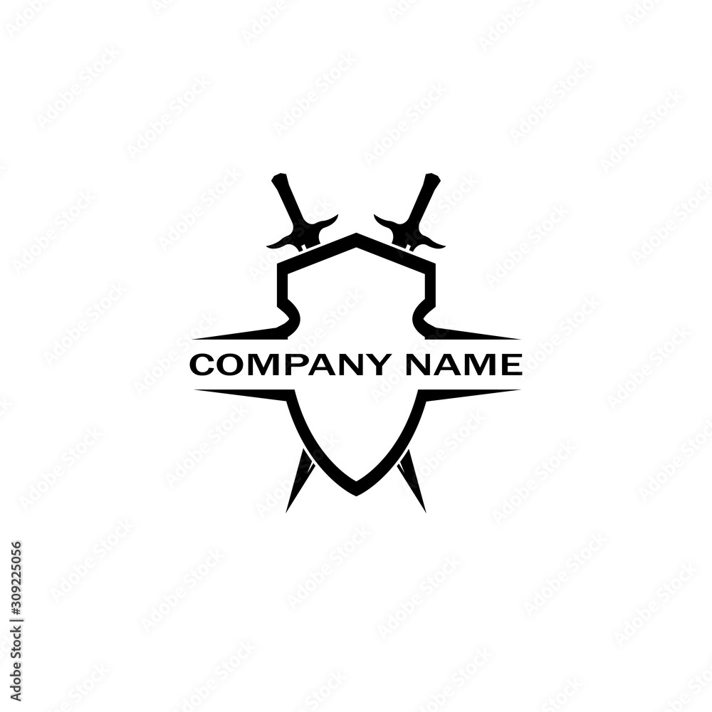 Shield and Sword logo icon design template.Guardian icon.security element. Shield and Sword logo icon design template.Guardian icon.security element.
