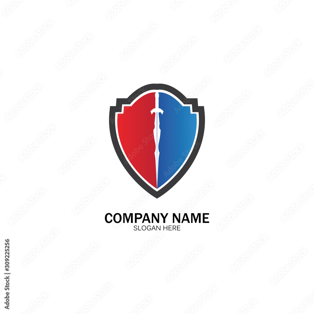 Shield and Sword logo icon design template.Guardian icon.security element. Shield and Sword logo icon design template.Guardian icon.security element.