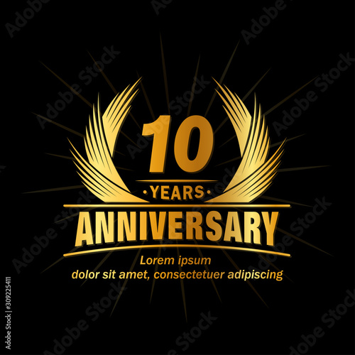 10 years logo design template. 10th anniversary vector and illustration.