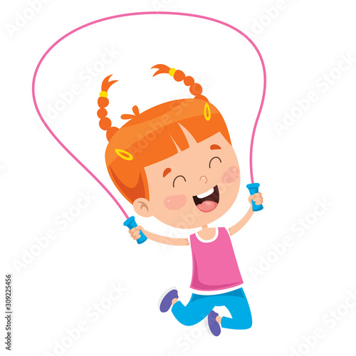 Little Happy Kid Skipping Rope