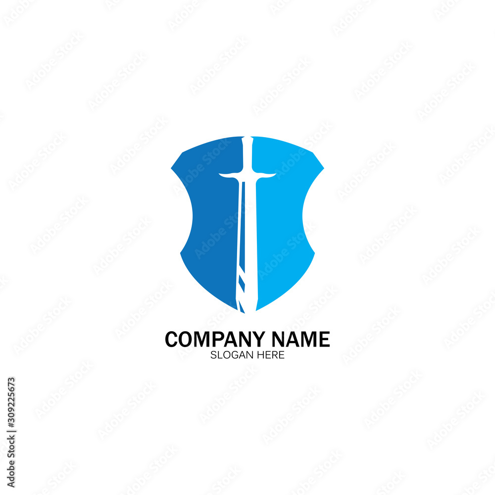 Shield and Sword logo icon design template.Guardian icon.security element. Shield and Sword logo icon design template.Guardian icon.security element.