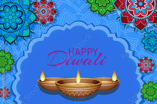 Background with mandala pantern for happy diwali festival