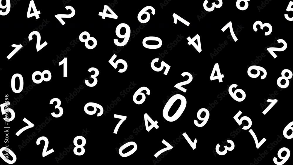 Animation of many Arabic numerals from 0 to 9. Fall with rotation randomly. White color on a black background and alpha channel. Concept of mathematics, numerical backdrop, overlay, transition. Animation of many Arabic numerals from 0 to 9. Fall with rotation randomly. White color on a black background and alpha channel. Concept of mathematics, numerical backdrop, overlay, transition.