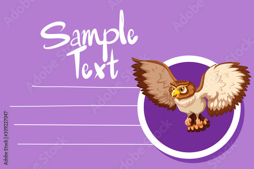 Card template with cute owl