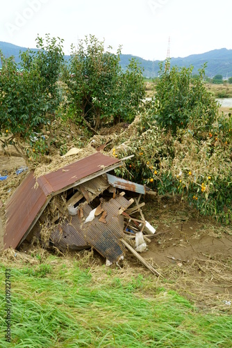 Flood damage caused by typhoon 19 