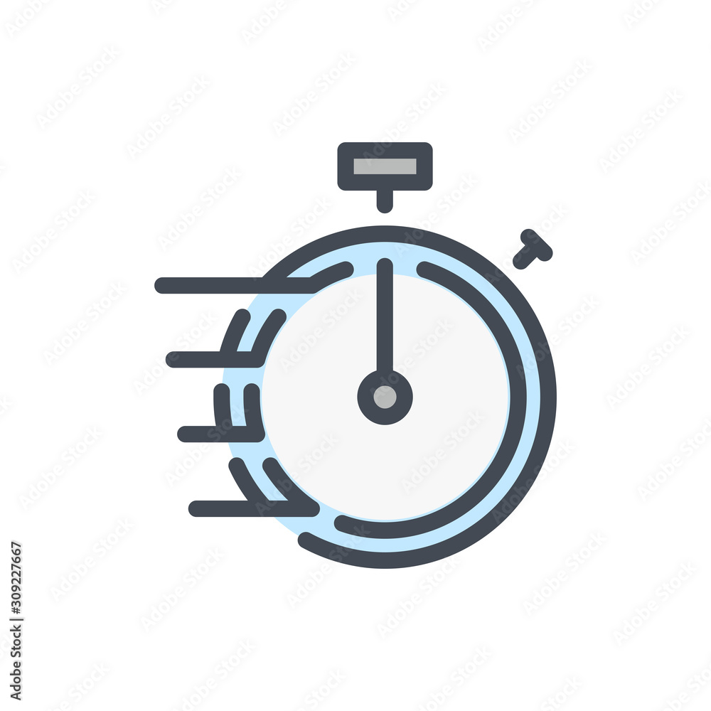 Fast time stopwatch color line icon. Speed timer vector outline colorful sign. Fast time stopwatch color line icon. Speed timer vector outline colorful sign.