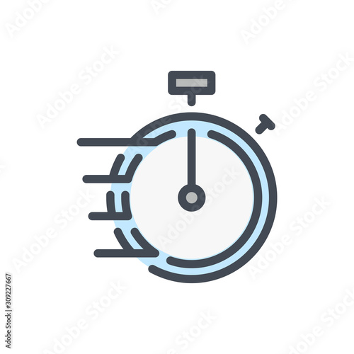 Fast time stopwatch color line icon. Speed timer vector outline colorful sign.