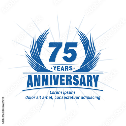 75 years logo design template. 75th anniversary vector and illustration.