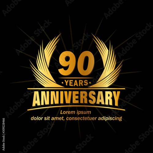 90 years logo design template. 90th anniversary vector and illustration.