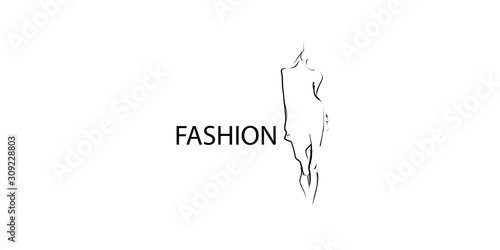Fashion model, hand-drawn silhouette. Vector