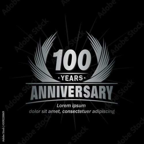 100 years logo design template. 100th anniversary vector and illustration.