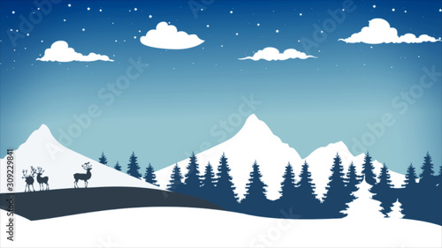 winter landscape with mountains and trees