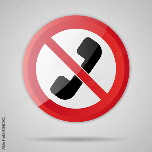 Red Prohibition stop sign, Red circle warning and no entry or access  with symbol, simply vector graphic illustration, isolated on white background with phone, call, mobile,smartphone allowed object