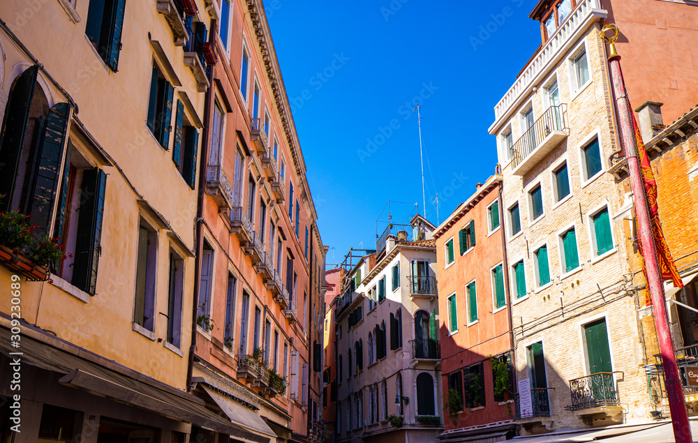 Cityscape of Venice Italy with old Colorful Buildings
