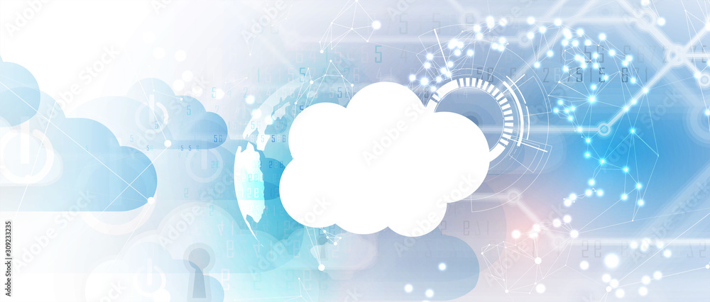 Cloud technology. Integrated digital web concept background