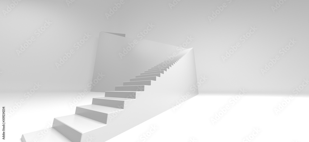 Stairs on the white bacground,Abstract architecture concept,3d render. Stairs on the white bacground,Abstract architecture concept,3d render.