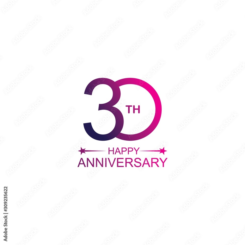 30th anniversary vector template. Design for celebration, greeting cards or print. 30th anniversary vector template. Design for celebration, greeting cards or print.