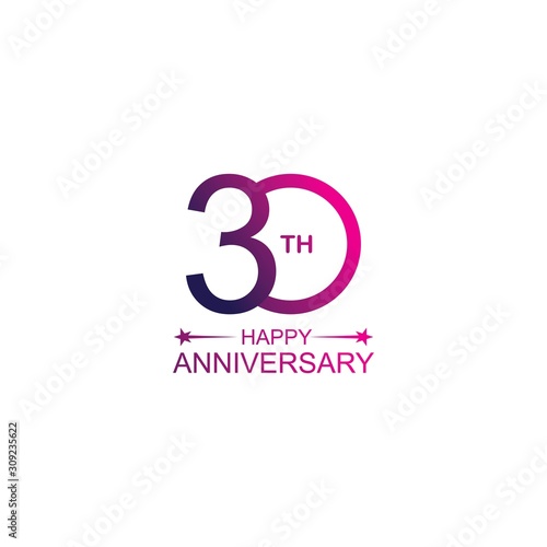 30th anniversary vector template. Design for celebration, greeting cards or print. © Belli VeCtoR03