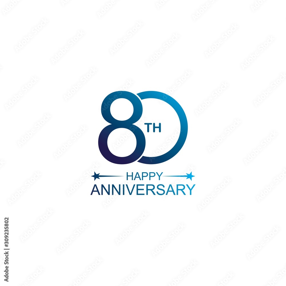 80th anniversary vector template. Design for celebration, greeting cards or print.