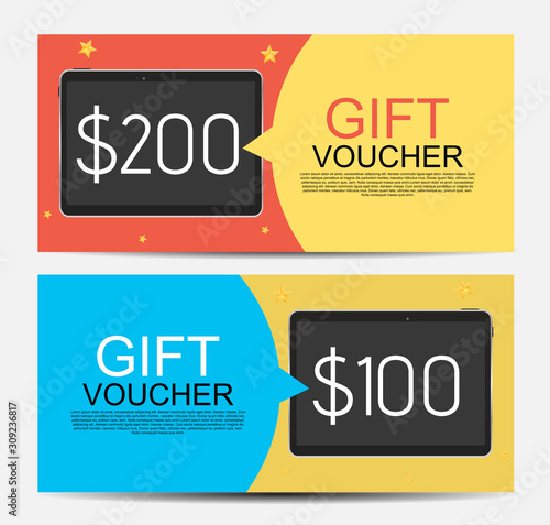 Abstract Gift Voucher Template Vector Illustration