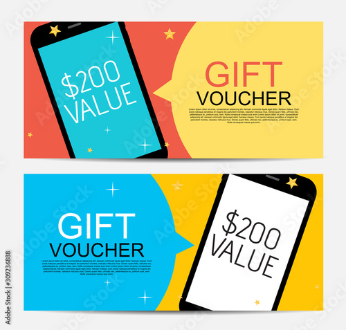 Abstract Gift Voucher Template Vector Illustration