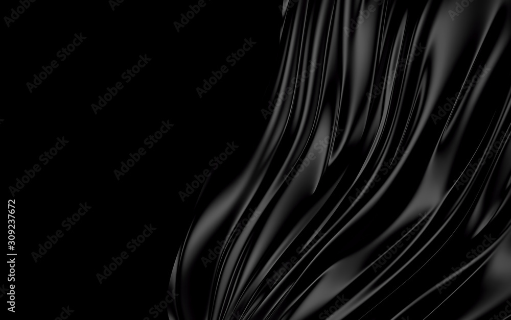 Obraz premium Czarny falisty kolor tła plusk, elegancki klasyczny design. Renderowania 3D