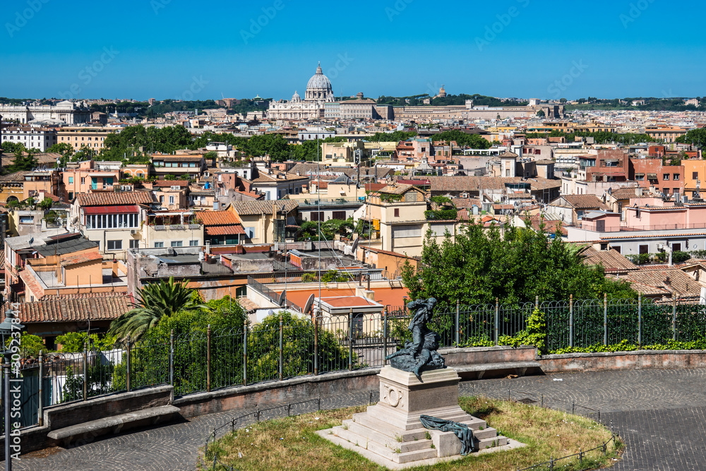 Rome, Italy: Panoramic Scenic View of the City from the Terrace of Pincio in Villa Borghese