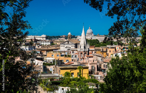 Rome, Italy: Panoramic Scenic View of the City from the Terrace of Pincio in Villa Borghese