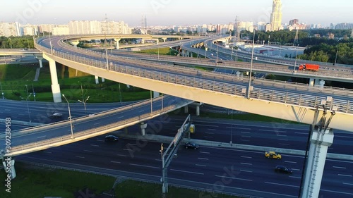 A modern flyover road junction in a large megapolis