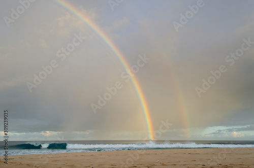 Double Rainbow at Ehukai Beach Park, Oahu Hawaii