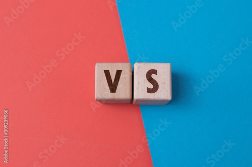 Versus sign written with wooden blocks
