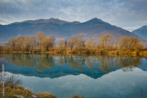 Landscape on the Wayfarer's Path .Is a footpath in Lombardy. It goes along the eastern side of Lake Como Italy