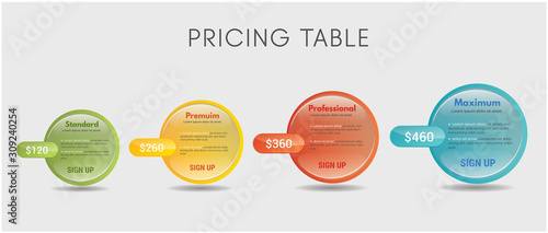 Host Pricing Table for plan website banner. Customer buy package used.Vector illustration