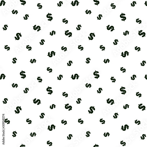 Money currency sign dollar us America USA seamless pattern simple style finance business banking cash line up in colors, green decorated wallpaper background for website, wrapping paper, textile.