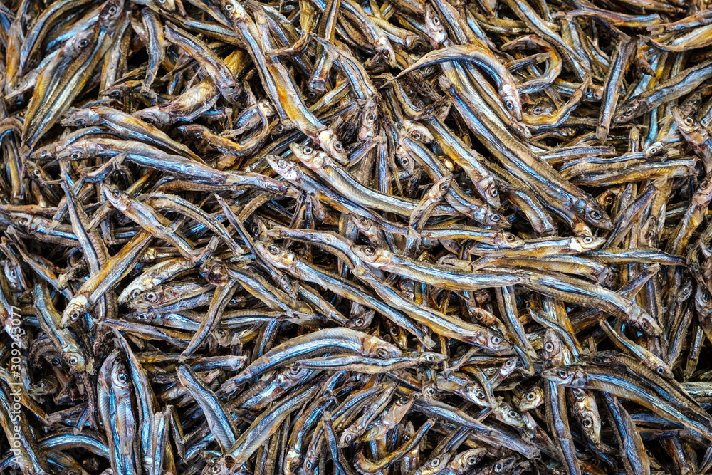 dried fishes, dry fish on fish market, Hongkong, China - dried fishes, dry fish on fish market, Hongkong, China -