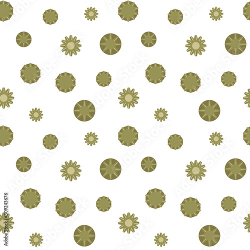 Set of bronze steampunk round gears isolated on white background seamless vector pattern.