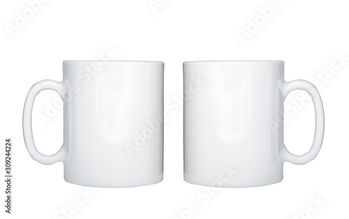 Mug mockup, blank cup isolated on white background