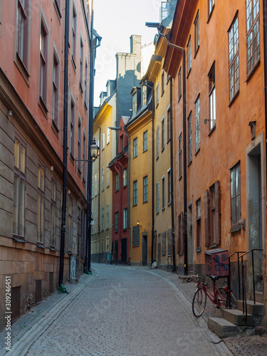 Obraz na płótnie Street historic center of Stockholm in Gamla Stan, Sweden w salonie
