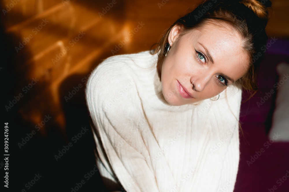 Pretty woman with winter sweater Pretty woman with winter sweater