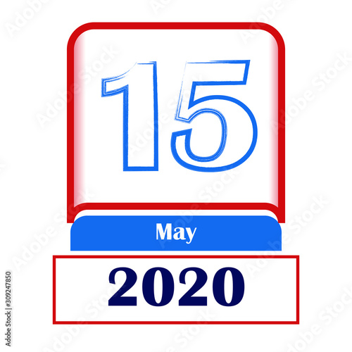 15 May 2020. Vector flat daily calendar. Date, month.