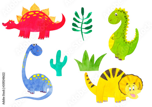 Dinosaur Kids illustartion Clipard Dino Watercolor illustartion