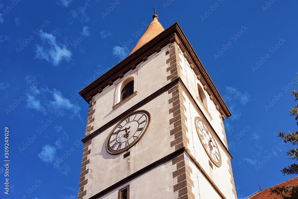 Clock tower of St Nicholas Church in Varazdin