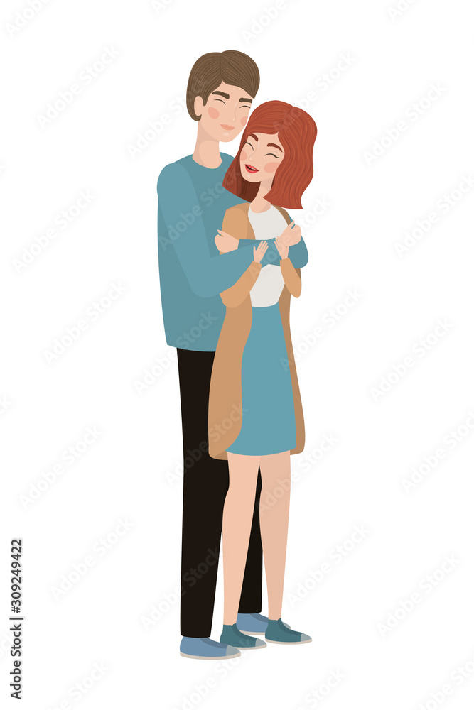 Couple of woman and man drawing vector design