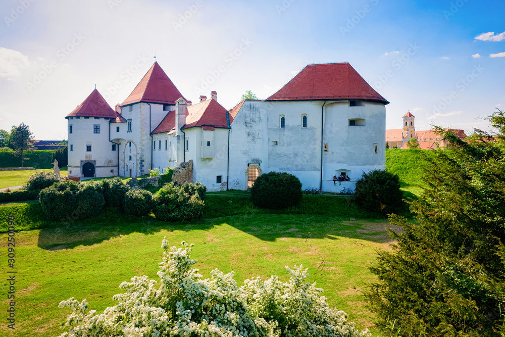Castle on Street at Old city of Varazdin in Croatia