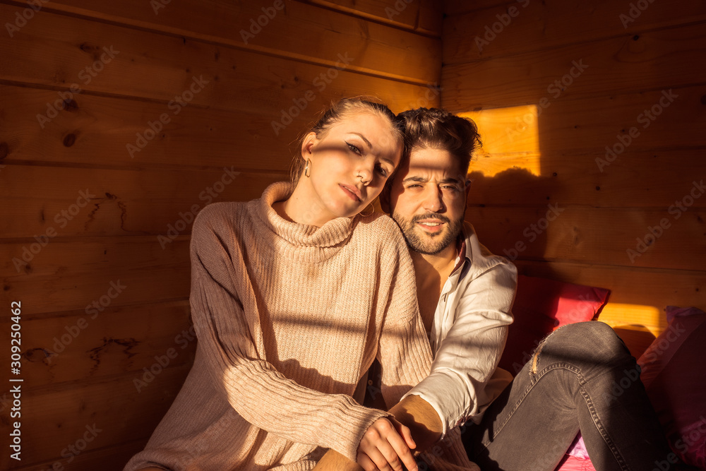 Young couple in love in affectionate attitude