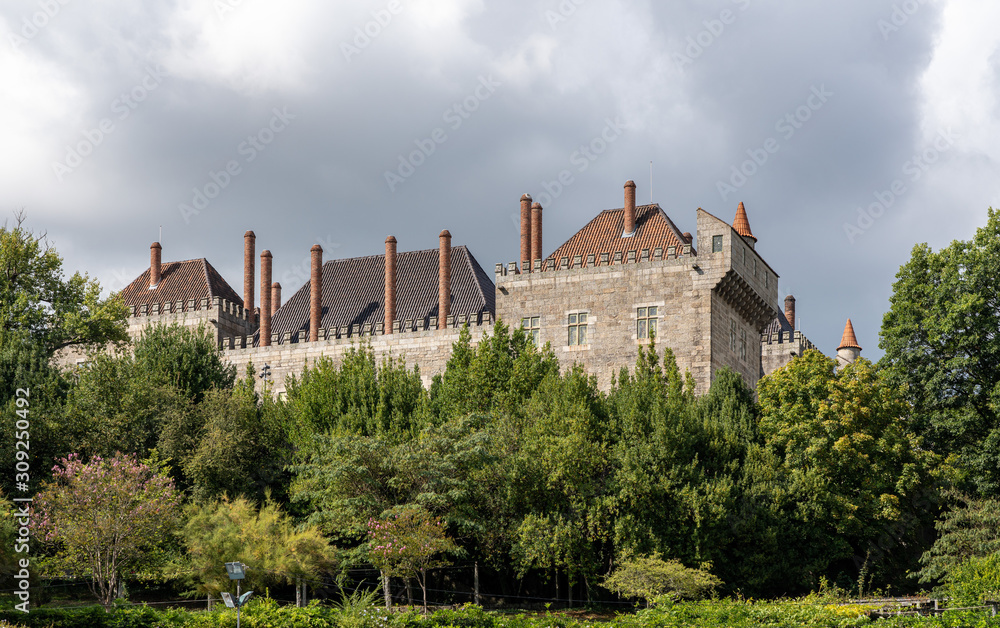 Exterior walls of the palace of the Dukes of Braganza in Guimaraes in northern Portugal