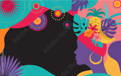 Brazilian Carnival, music festival, masquerade flyer template