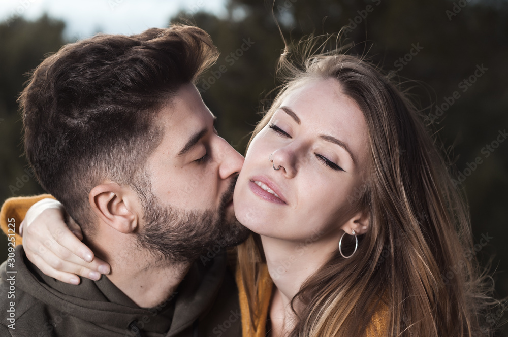 Young couple in love in the countryside Young couple in love in the countryside