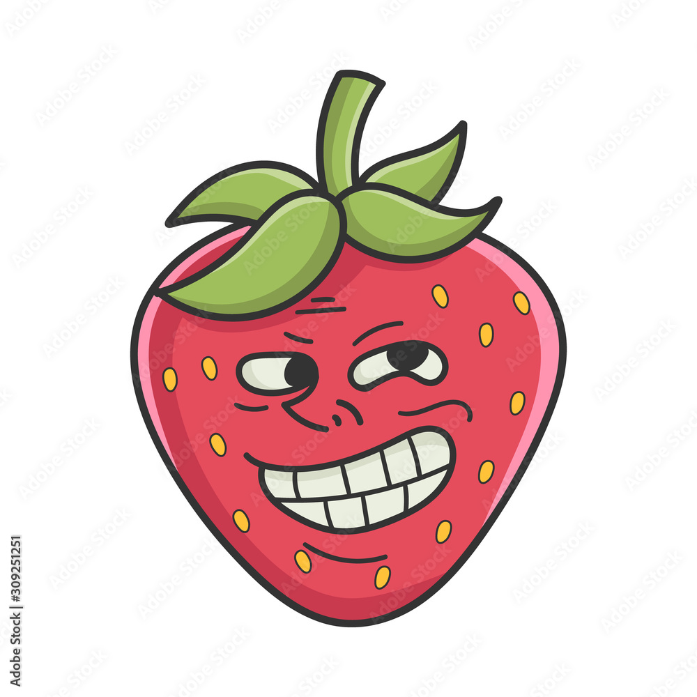 Trolling meme strawberry fruit icon cartoon isolated on white Stock