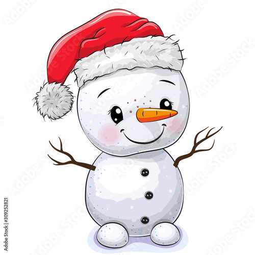 Cartoon Snowman isolated on a white background